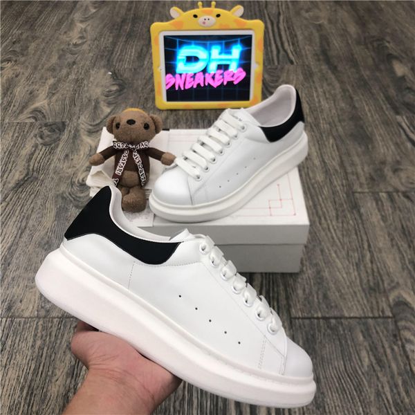 

wholesale men designers shoes brand genuine leather fashion high platform women sneakers male female white thick-soled vulcanize casual snea, Black