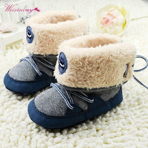 

boots winter warm baby boy snow lace up soft sole shoes infant toddler kid 0-18 m xd, Black;grey