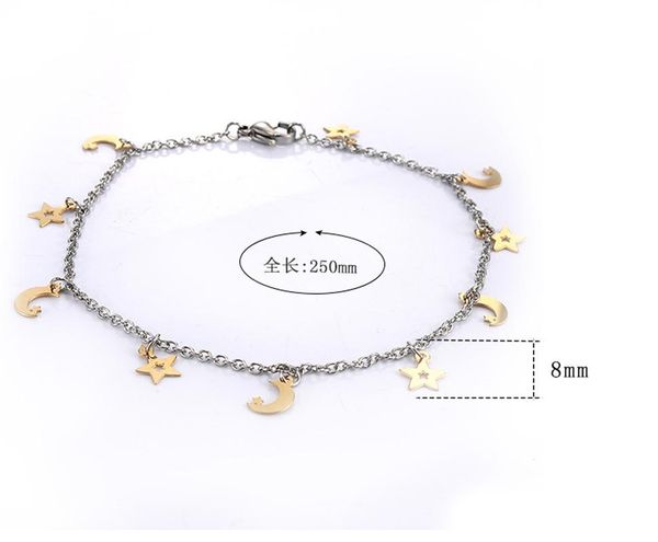 

stainless steel hollow star and moon charm bracelet for women gift, Black