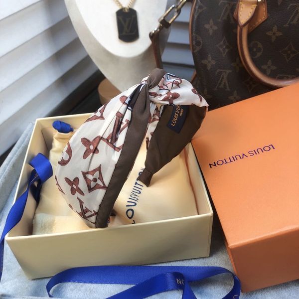 

designer women hair accessoreis wholesell logo printed cloth cross knot hair hoop headband lovely headbands sports hair wrap with box b4, Golden;silver