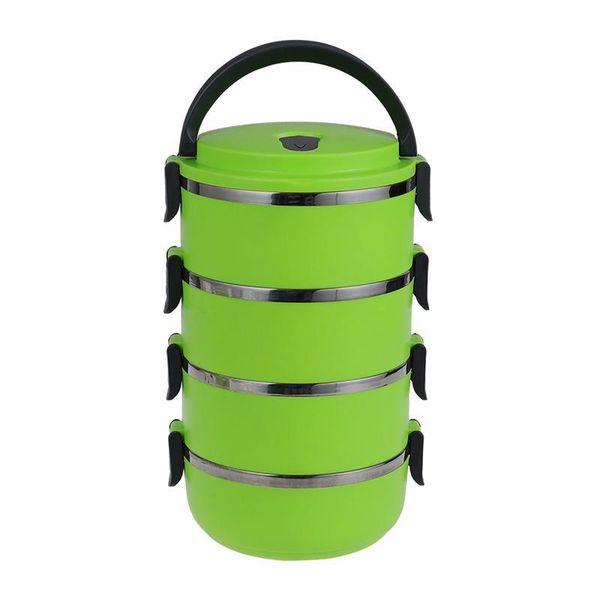 

green box tiers storage container four stainless lunch food boxes steel thermal lock insulated pdlco