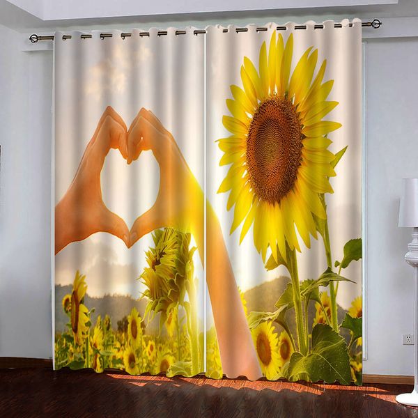 

love sunflower 3d blackout curtains for living room office bedroom interior window curtain decor custom size