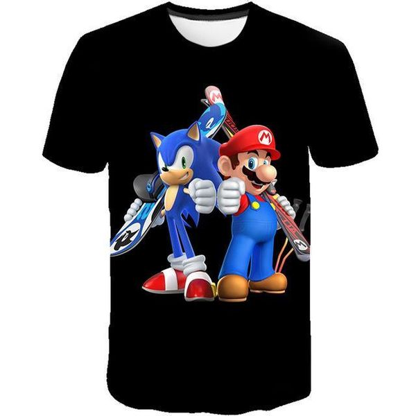 

3d sonic hedgehog cartoon boys and girls summer 3d print shirts plus size horror hippie men clothing