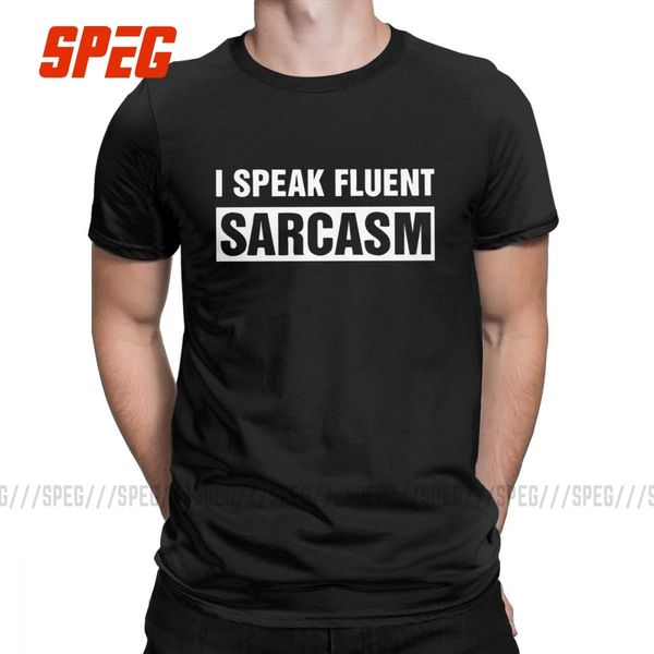 

i speak fluent sarcasm t-shirts for men sarcastic funny 100% cotton tee shirt crew neck short sleeve t shirt new arrival clothes