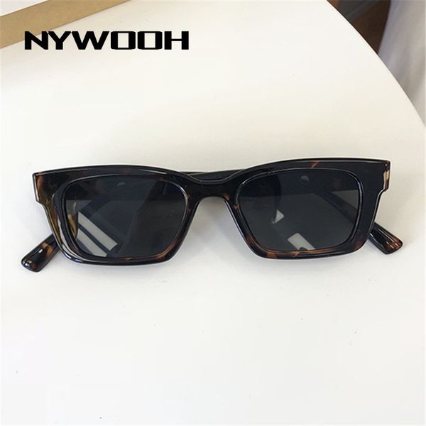 

nywooh vintage rectangle sunglasses women men retro small sun glasses ladies narrow black square shades eyewear uv400, White;black
