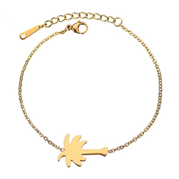 

stainless steel bracelet for women gold and silver color coconut tree pulseira feminina lover's engagement jewelry, Black