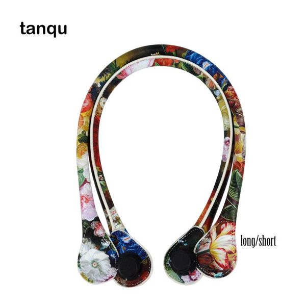 

tanqu new 1 pair short long floral print faux pu leather handles for obag classic mini eva o bag women handbag