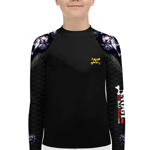 

mma sports wear kids boy girl rashguards 3-13 year old child skinny tshirt, Blue