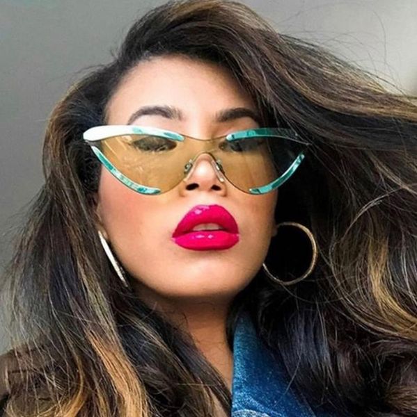 

cat eye sunglasses women designer butterfly half frame unique alloy glasses male female vintage eyewear uv400, White;black