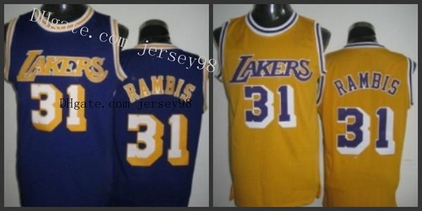 

los angeles laker men #31 kurt rambis white nba men jersey, Black
