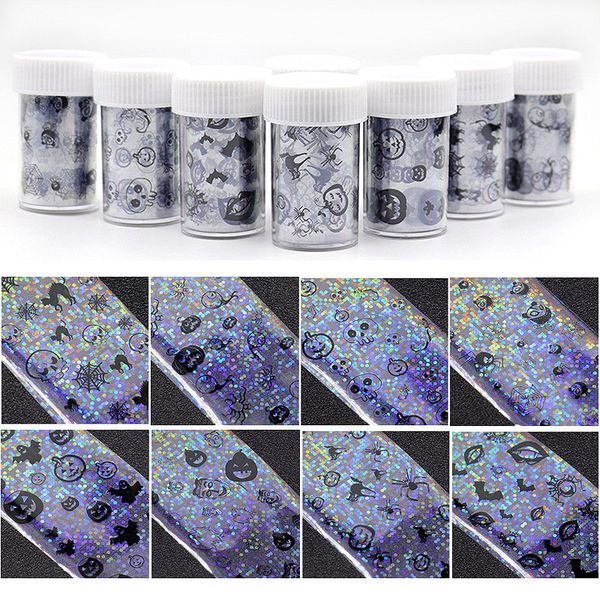 

100 * 4см ногтей фольга halloween серии laser фольга бумага nail art перевода наклейки slide таблички маникюр ногти аксессуары, Black