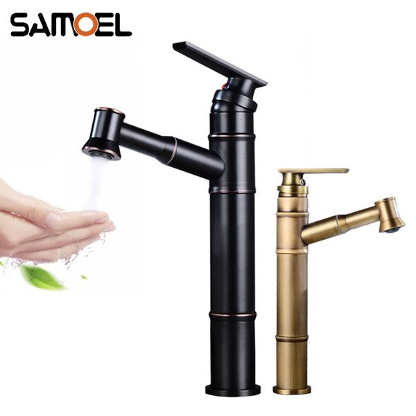 

bathroom sink faucets classic economic antique black faucet deck-mounted single-hole pull out lavatory and cold mixer tap b3390