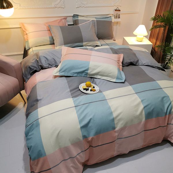 

100% cutton cartoon colorful dots grid stripe series super breathe skin friendly  king size luxury comforters bedding sets ams29038