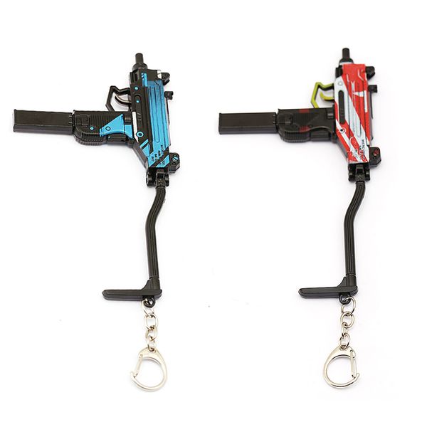 

new game pubg cs go keychains uzi-gun cross pendant keyring folding gun model key chain men jewelry souvenir gift women, Silver