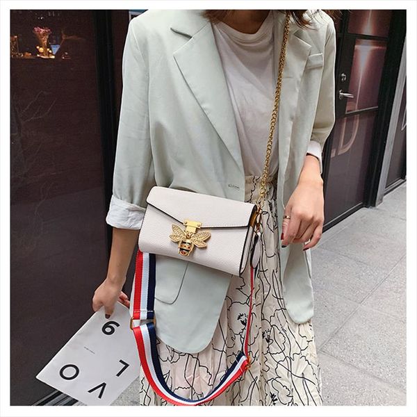 

new brands designer women shoulder bag strap flap ladies leather handbags messenger bag women clutch bag bee buckle purse