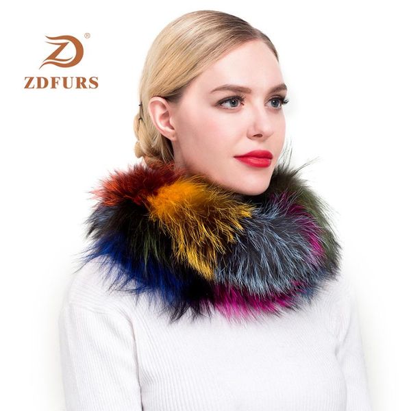 

zdfurs* 2020 new women fur scarf snood colorful real fur wraps silver collars scarves multicolor fashion shawls, Blue;gray