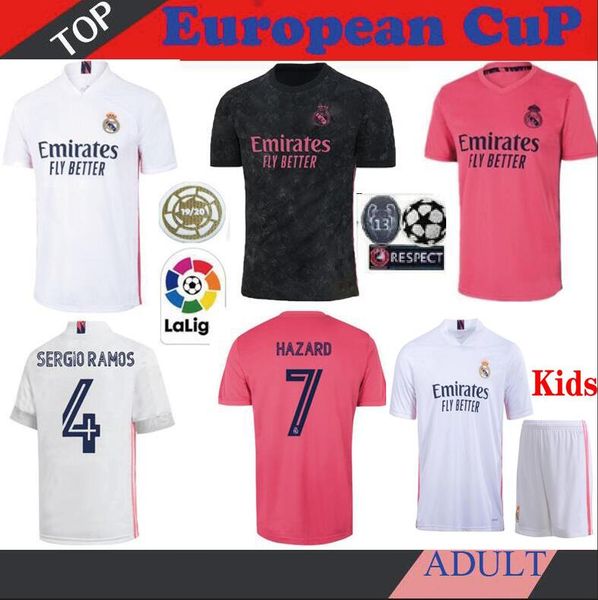 

2021 2020 hazard real madrid soccer jersey modric varane asensio vinicius casemiro bale sergio ramos 21 20 football shirt isco uniform kits, Black;yellow