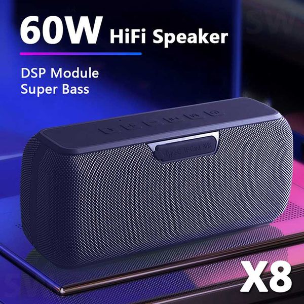 

high power 60w bluetooth speaker portable column wireless speaker waterproof subwoofer music center with voice assistant 6600mah