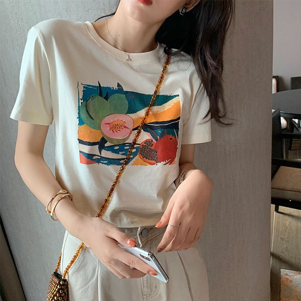 

women's t-shirt mishow 2021 summer t-shirts women printed casual o-neck short sleeve basic tee female clothing mx20b3136, White