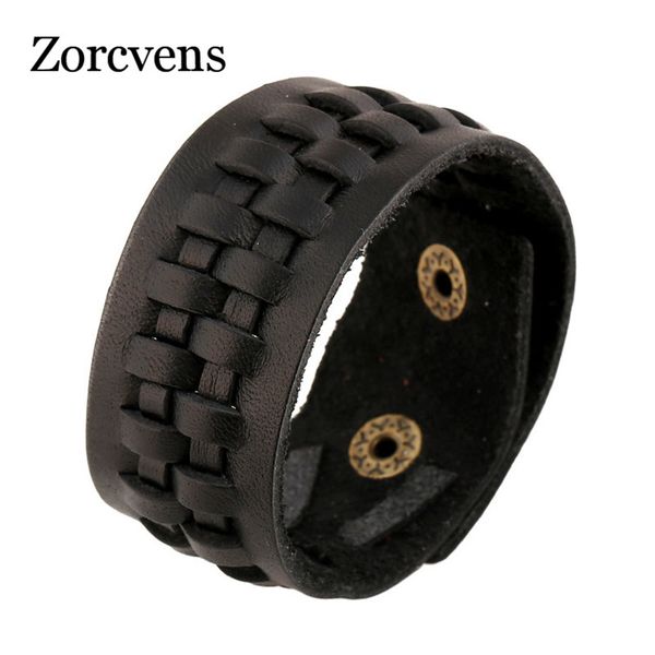

modyle 2020 punk vintage braided leather fashion cuff bracelets & bangles for women men, Golden;silver