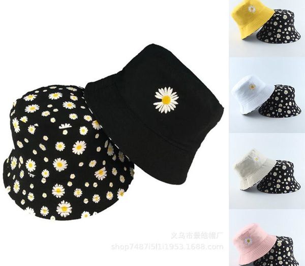 

Summer Daisies Bucket Hat Women Fashion Cotton Beach Sun Hats Reversible Bob Chapeau Femme Floral Panama Hat Fisherman