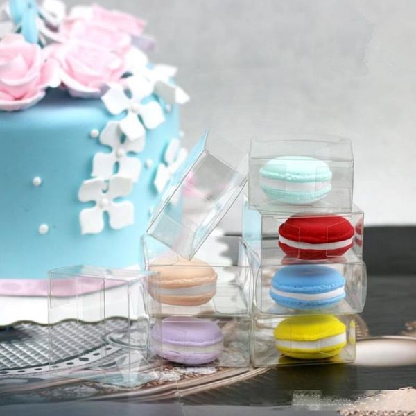 

500pcs/lot fast shipping 5cm clear plastic macaron box for 1 macarons bomboniere favors candy boxes