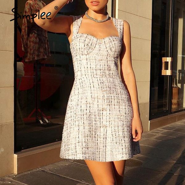 

simple-women's short plaid dress, elegant sleeveless vintage white high-waisted dress, fashion slim dress for summer, Black;gray