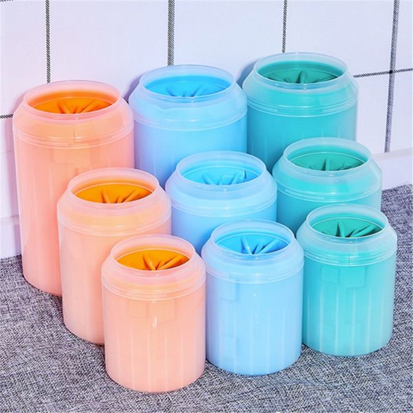 

dog paw cleaner cup portable pet foot washer bucket quickly wash dirty cat foot soft silicone pet clean brush