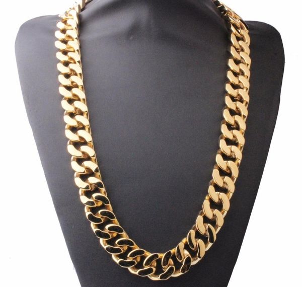 

men jewelry set 20mm mens chain boys necklace curb cuban link chain silver gold stainless steel necklace bracelet set003