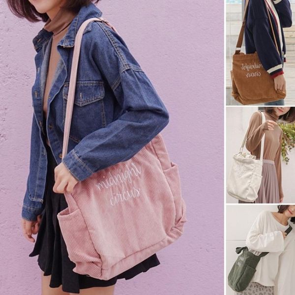 

новый вельвет solid canvas сумки на ремне окружающей среды хозяйственная сумка tote пакет crossbody сумки сумочки повседневная сумка для жен