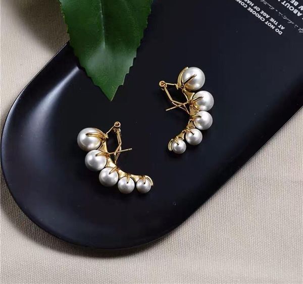 

jewelry fashion gradient pearl earrings gold stud earrings for women elegant brand002, Golden;silver