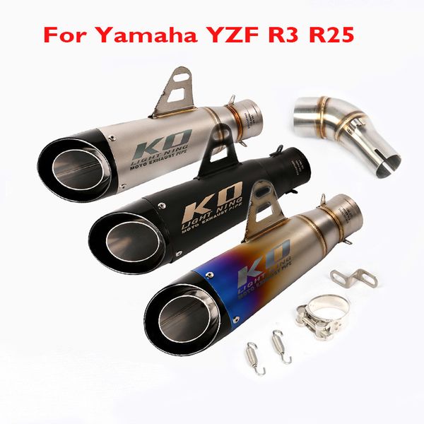 

slip on 51mm motorcycle exhaust system connection link pipe middle mid pipe escape muffler tip for yzf r3 r25