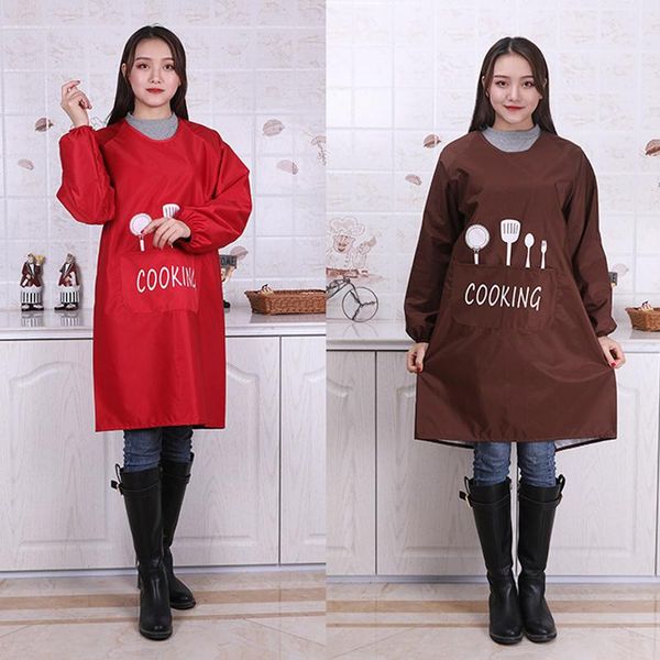 

wholesale long sleeve cooking baking aprons waterproof kitchen apron breathable restaurant aprons women home letter print apron dbc dh0473