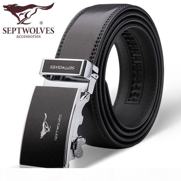 

septwolves mens ratchet slide belts genuine leather automatic buckle black belt for men 7a1102880 7a1103180 7a119106800, Black;brown