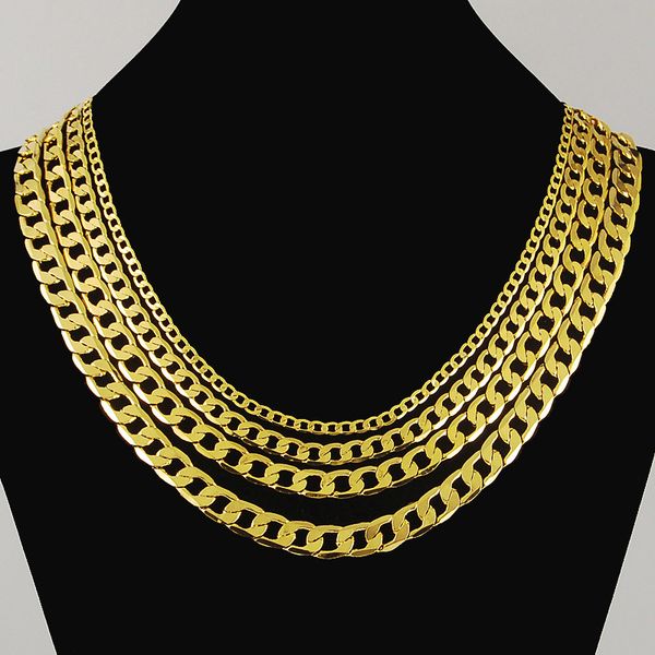 

never fade fashion luxury figaro chain necklaces men jewelry 18k real yellow gold plated 9mm chain women mens hip hop necklace, Silver