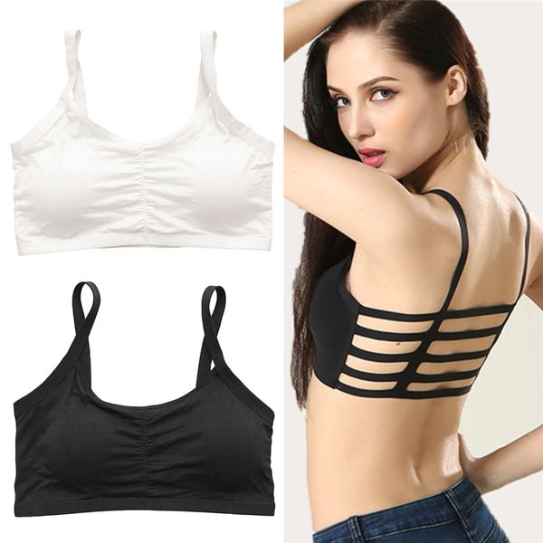 

women stripe boho back bra crop tank vest cami hollow bralette, White;black