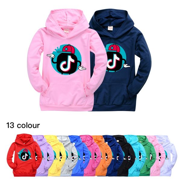 

tiktok tik tok kids long sleeve hoodies with pocket boy/girl teen kids tiktok sweatshirt jacket hooded coat cotton clothing, Black