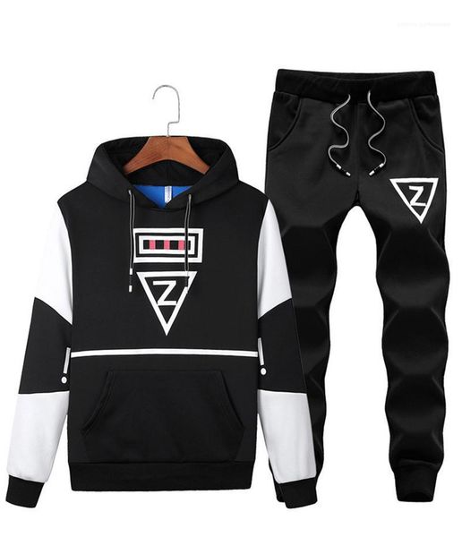 

pants 2pcs sports suits fashion male active clothing mens electricity printed tracksuits autumn long sleeve hoodies long, Gray