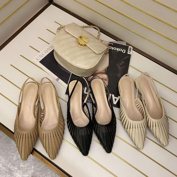 

all-match fashion womens shoes 2020 shallow mouth breathable pointed heel sandals block heels suit female beige luxury women's, Black