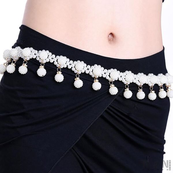 

1pc elegant women pearl belt waist belt elastic buckle pearl chain female girls dress crystal strap, Black;brown