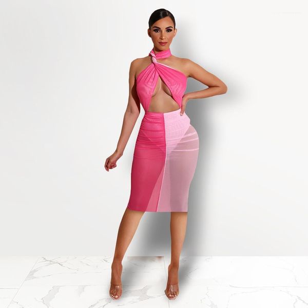 

dress bandage halter style hollow out sheer panelled dress fashion female clothing summer womens designer party, White;black