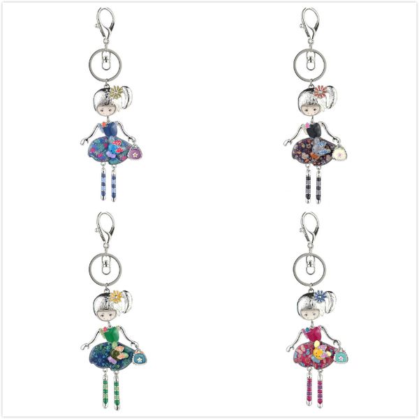 

keyring of cute doll key holder chain ring for women cartoon silver color girls gift keychain rings accessories new fashion jewelry, Slivery;golden