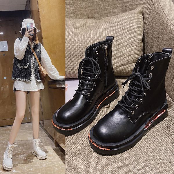 

new autumn and winter boots women's breathable fashion thick-soled boots wild casual flat snow women, Black
