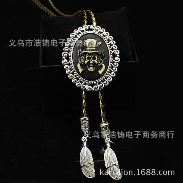 

человек боло галстук черепа женщины bola tie pu кожа ожерелье свитер цепи мужчин подвеска vintage самцы аксессуары мода металл kravat, Blue;purple