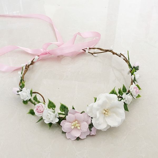 

pink ivory flower girl crown, Slivery;white