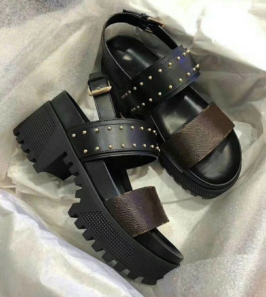 

женщины платформы обувь сандалии лауреатом лучшие качества глазированные теленок leathe canvas платье партии сандал высокой пятки платформы, Black