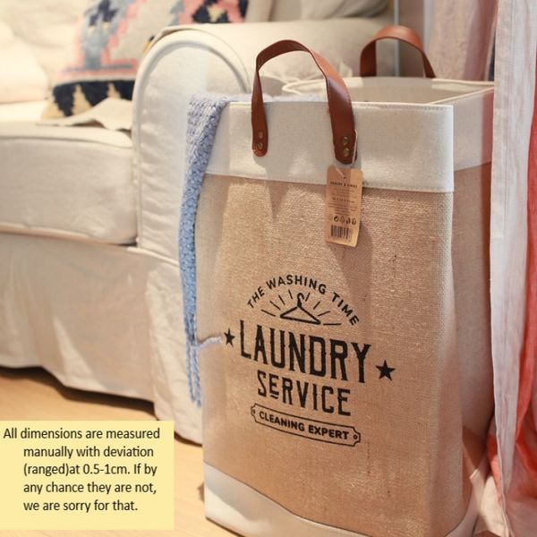 

storage bags laundry toy organizer for kids fruit basket ramie cotton handle picnic stand household