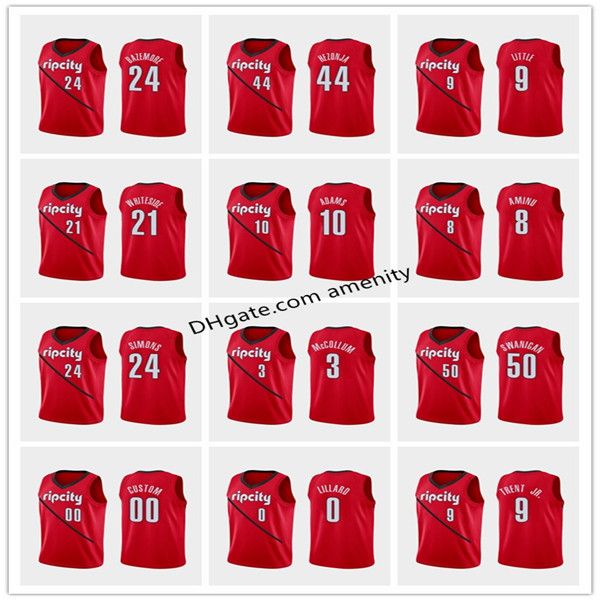 

men custom portland trail blazers 0 lillard 3 mccollum 27 nurkic 9 little basketball jerseys jusuf nassir c.j. damian earned jersey, Black