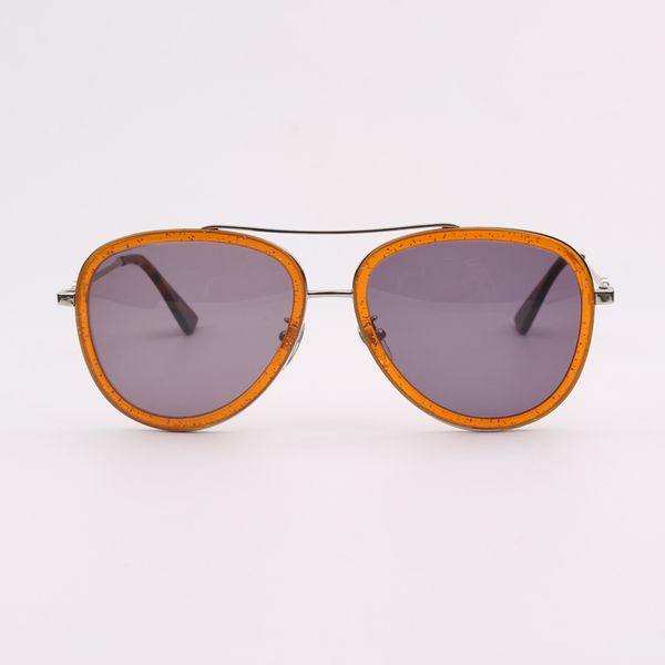 

pilot clear brown frame glitter sunglasses women with metal temples, White;black