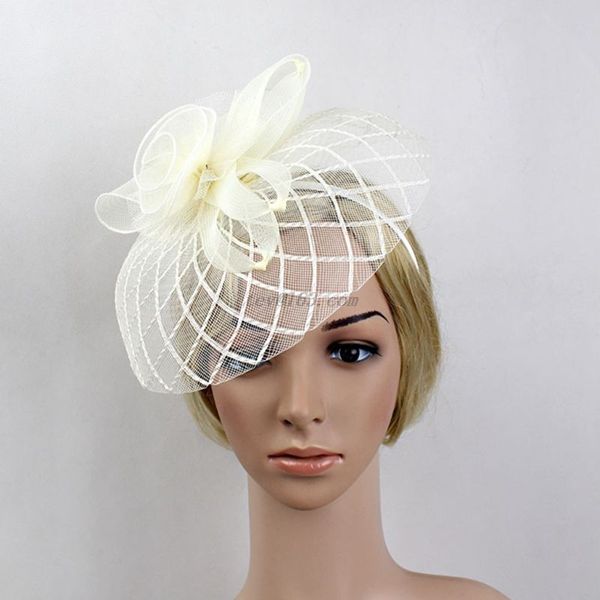 

hair accessories women elegant retro net yarn headband black white nylon grid fascinator hat hoop cocktail wedding party bridal headwear